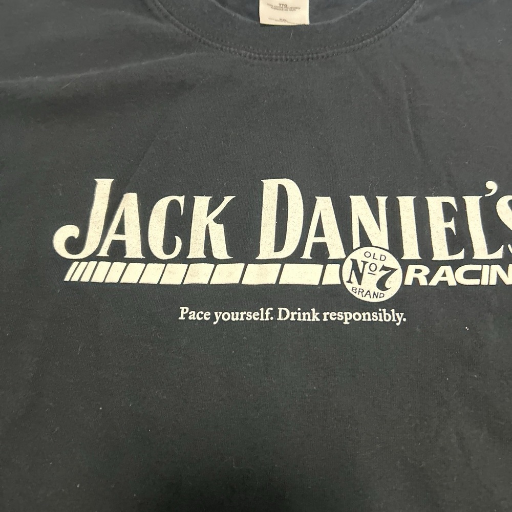 Vintage Jack Daniels Racing T Shirt Men's 2XL Black 2000s Graphic - Picture 2 of 7